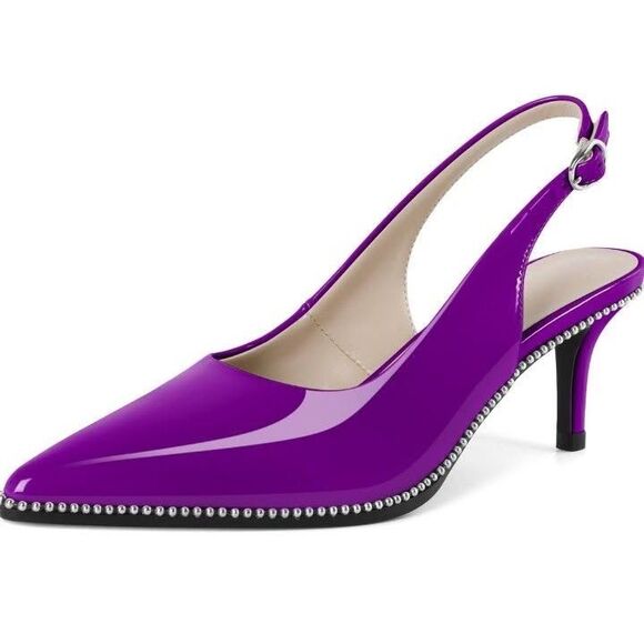 Slingback Kitten Heels Women's Pointed Toe Low Heel Pumps 2.5 Inch Shoe Size 7.5 - Picture 1 of 14